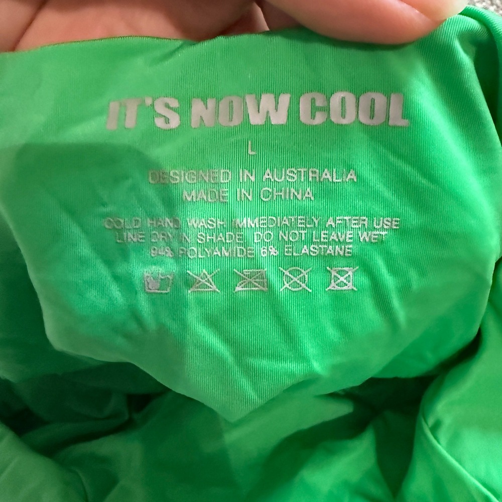 It's Now Cool Clover Green Crinkle Low Back One Piece Swimsuit Large Retro - Picture 10 of 10
